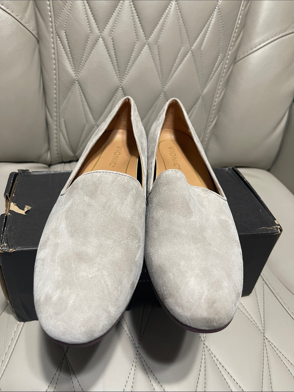 Vionic Women's Willa II Loafers in Light Gray Suede - Picture 4 of 9